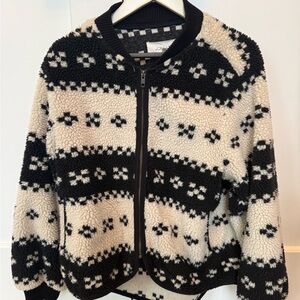 The Great Black and Cream Sherpa Zip-Up Jacket size 1